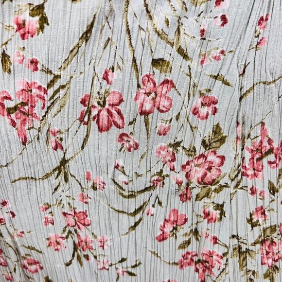 Vintage Rabbit Rabbit Designs Dress 12 S/M Floral Stretch Crinkle Rayon Maxi USA - Picture 7 of 13